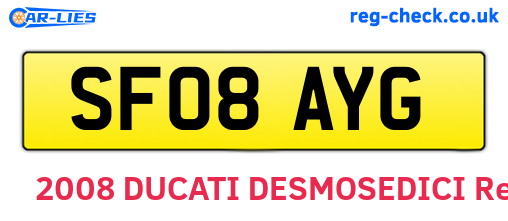 SF08AYG are the vehicle registration plates.