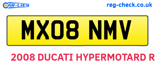 MX08NMV are the vehicle registration plates.