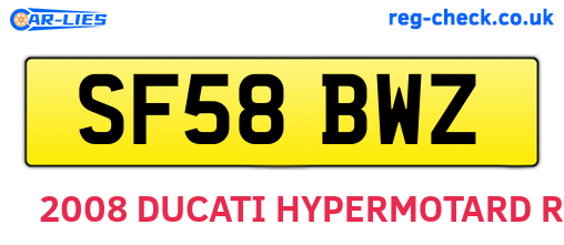 SF58BWZ are the vehicle registration plates.