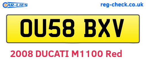 OU58BXV are the vehicle registration plates.