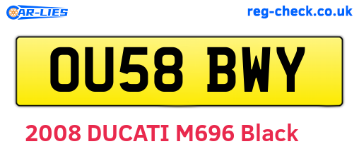 OU58BWY are the vehicle registration plates.