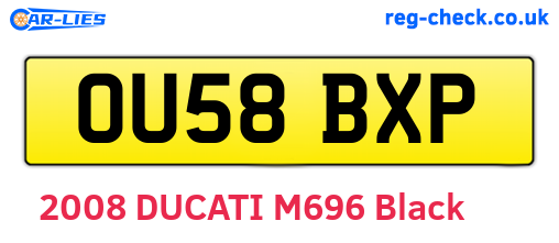 OU58BXP are the vehicle registration plates.