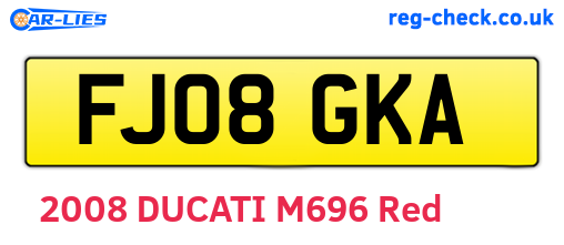 FJ08GKA are the vehicle registration plates.