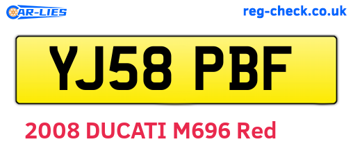 YJ58PBF are the vehicle registration plates.