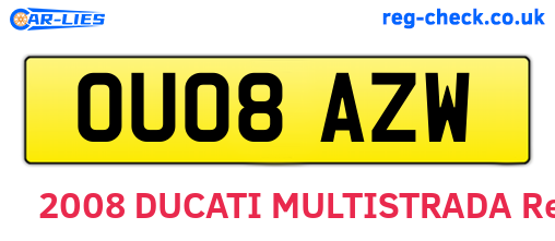 OU08AZW are the vehicle registration plates.