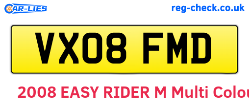VX08FMD are the vehicle registration plates.