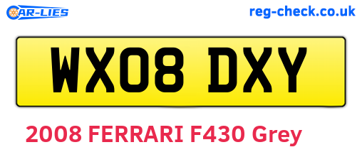 WX08DXY are the vehicle registration plates.