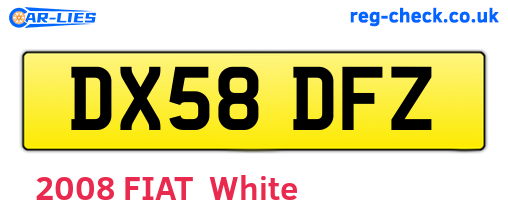 DX58DFZ are the vehicle registration plates.
