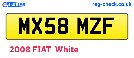 MX58MZF are the vehicle registration plates.