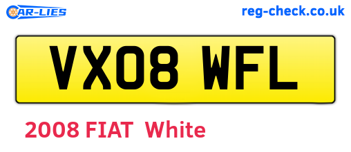 VX08WFL are the vehicle registration plates.