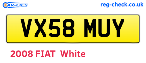 VX58MUY are the vehicle registration plates.