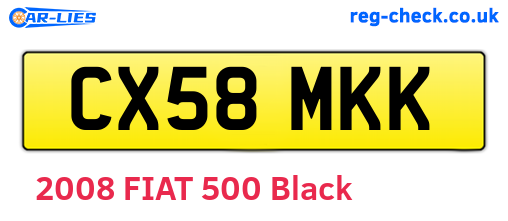 CX58MKK are the vehicle registration plates.