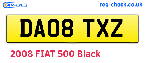 DA08TXZ are the vehicle registration plates.