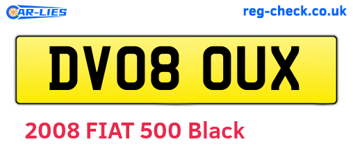 DV08OUX are the vehicle registration plates.