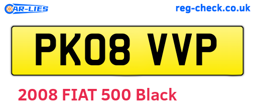 PK08VVP are the vehicle registration plates.