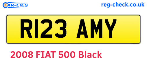 R123AMY are the vehicle registration plates.