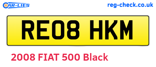 RE08HKM are the vehicle registration plates.