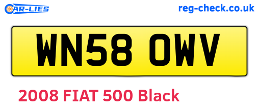WN58OWV are the vehicle registration plates.