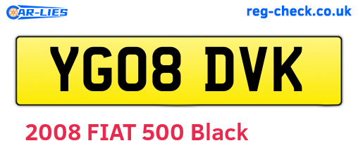 YG08DVK are the vehicle registration plates.