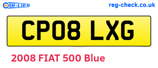 CP08LXG are the vehicle registration plates.