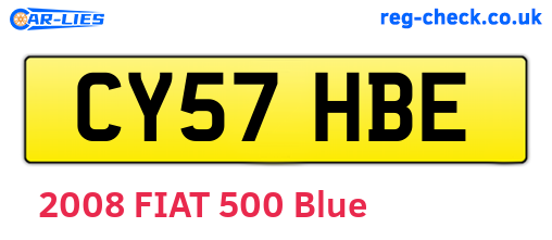 CY57HBE are the vehicle registration plates.