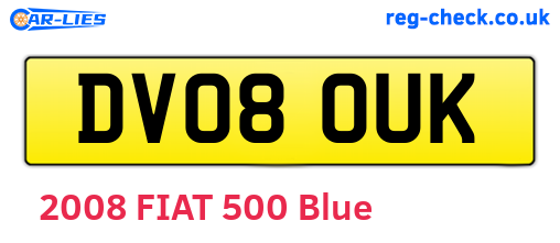DV08OUK are the vehicle registration plates.