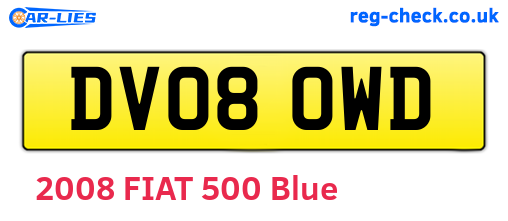 DV08OWD are the vehicle registration plates.