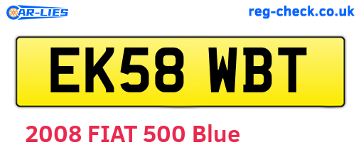 EK58WBT are the vehicle registration plates.