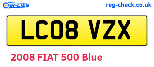 LC08VZX are the vehicle registration plates.