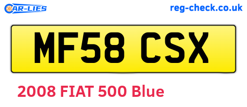 MF58CSX are the vehicle registration plates.