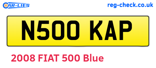 N500KAP are the vehicle registration plates.