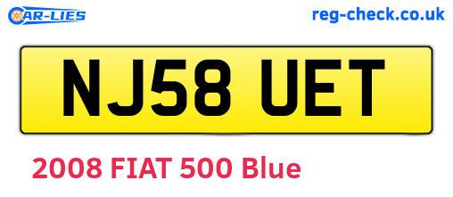 NJ58UET are the vehicle registration plates.