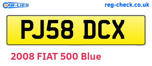 PJ58DCX are the vehicle registration plates.