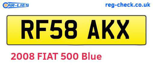 RF58AKX are the vehicle registration plates.