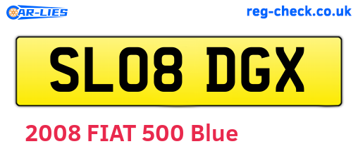 SL08DGX are the vehicle registration plates.