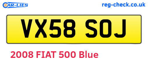 VX58SOJ are the vehicle registration plates.