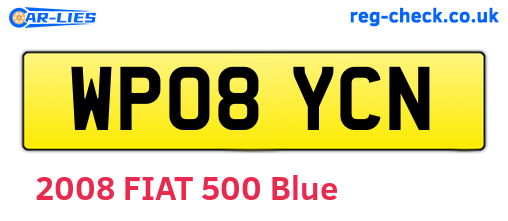 WP08YCN are the vehicle registration plates.