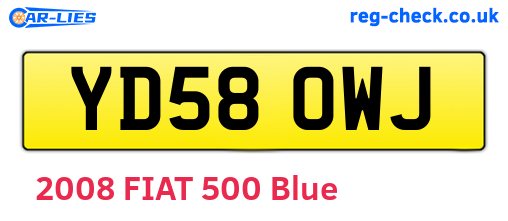 YD58OWJ are the vehicle registration plates.