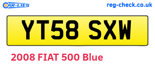YT58SXW are the vehicle registration plates.