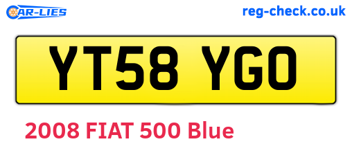 YT58YGO are the vehicle registration plates.