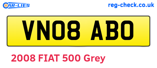 VN08ABO are the vehicle registration plates.