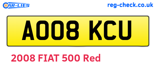AO08KCU are the vehicle registration plates.