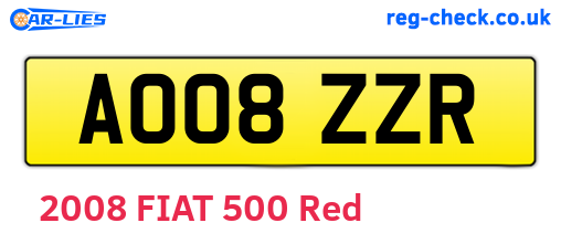 AO08ZZR are the vehicle registration plates.