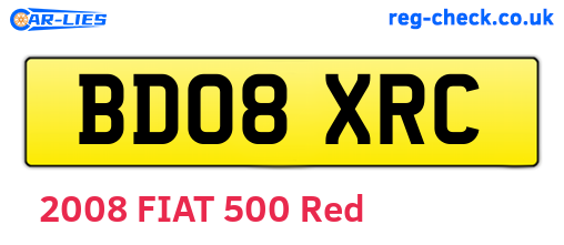 BD08XRC are the vehicle registration plates.