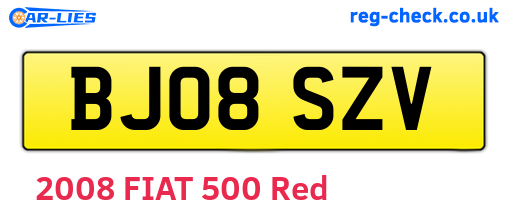 BJ08SZV are the vehicle registration plates.