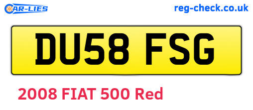 DU58FSG are the vehicle registration plates.