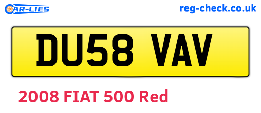 DU58VAV are the vehicle registration plates.