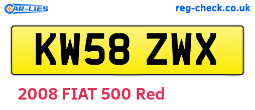 KW58ZWX are the vehicle registration plates.