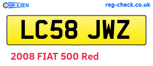LC58JWZ are the vehicle registration plates.