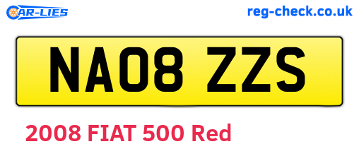 NA08ZZS are the vehicle registration plates.